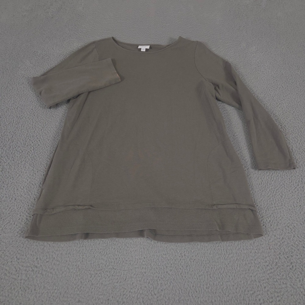 Pure‎ Jill Top Womens XL Olive Harmony Rib-Trimmed Tunic Pima Cotton Pockets